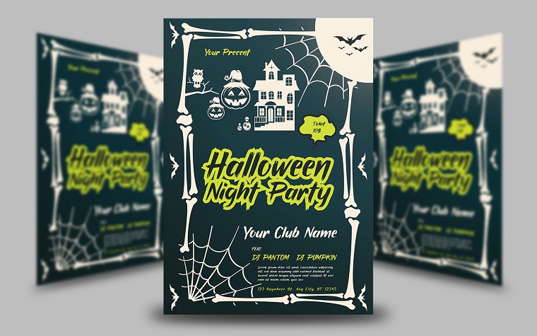 Scary Halloween Night Party Flyer Template.