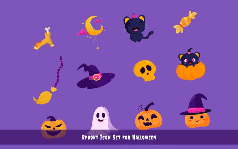 Spooky Icon Set for Halloween.