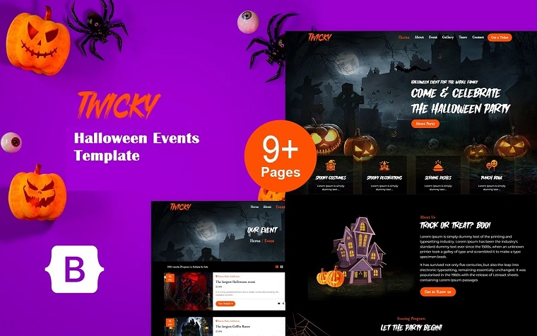 Twicky - Halloween Events and Party Website HTML Template.