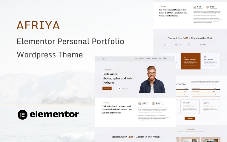 Afriya - Clean Personal Portfolio and Resume WordPress Theme.