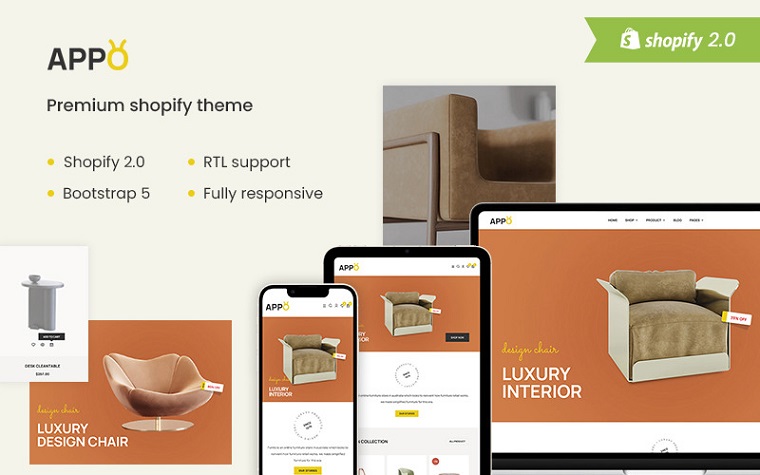 Appo - Premium Furniture & Interior Responsive Shopify Theme.