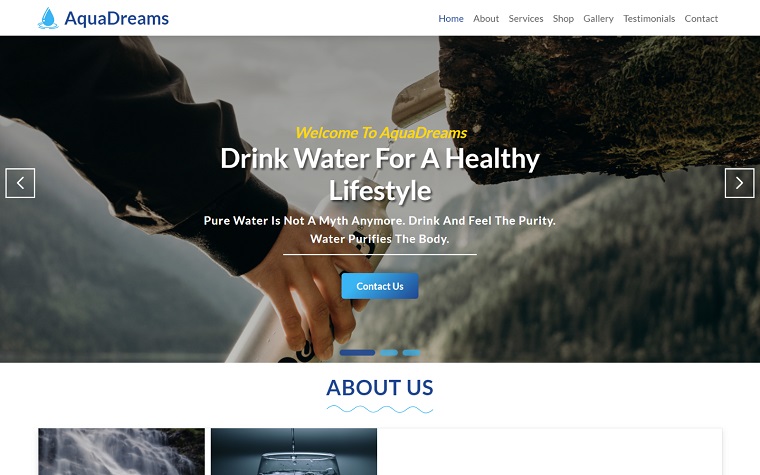 AquaDreams - Water Delivery Landing Page Template.