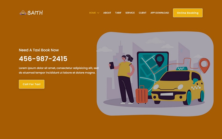 Baith - Taxicab Service Landing Page Template.