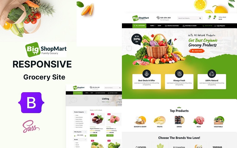 Bigshopmart - Responsive Grocery Store HTML5 Website Template.