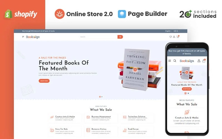 Booksign - Fresh Book Store Shopify Template.