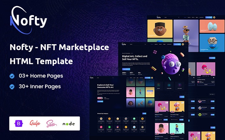 Nofty - NFT Marketplace HTML5 Template.