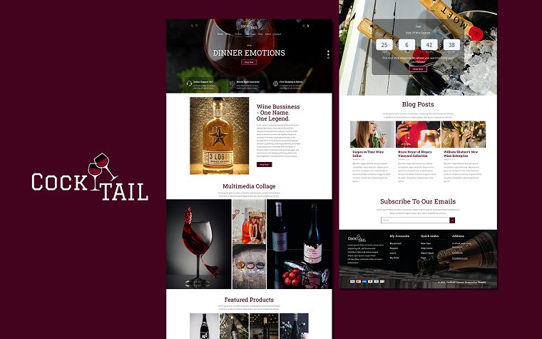 Wine ( Cocktail ) Shopify Theme.