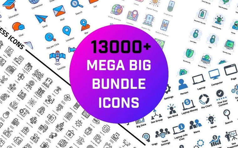 13000+ Mega Big Bundle Iconset template.
