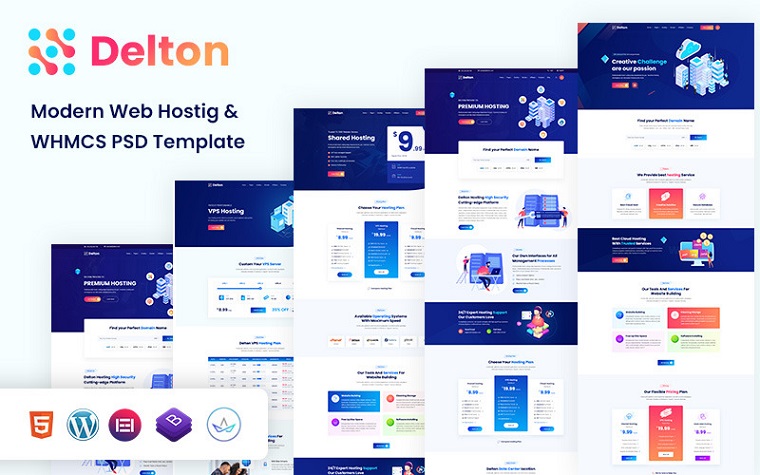 Delton Hosting & WHMCS PSD Template.