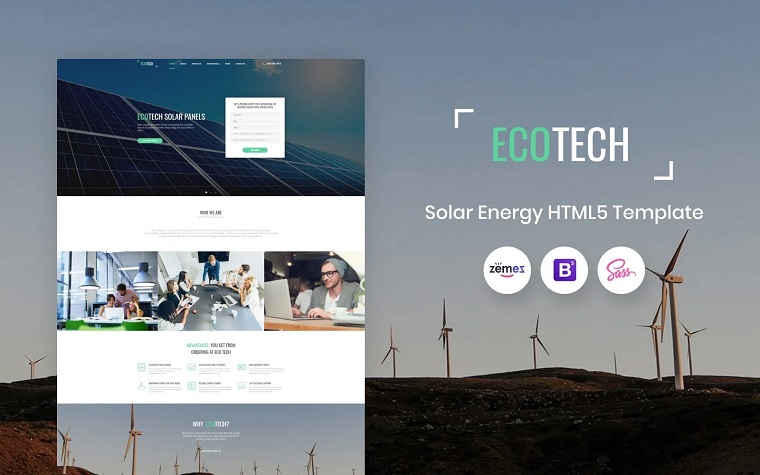 Ecotech - Solar Energy HTML5 Landing Page Template.