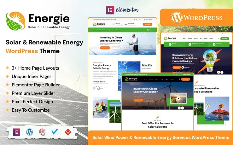Energie - Solar and Renewable Energy WordPress Theme.