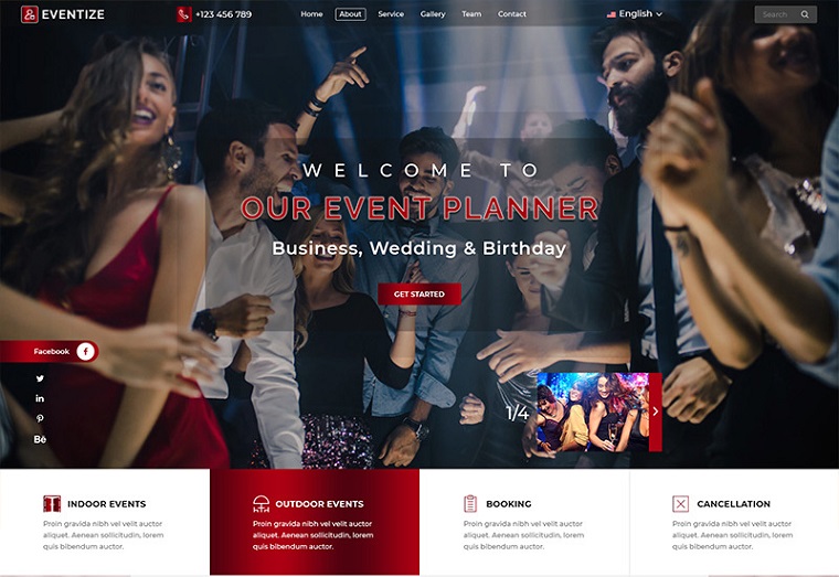 Eventize Events & Party PSD Template.