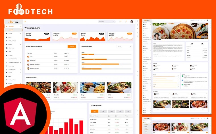 Foodtech Restaurant & Food Delivery Angular JS Admin Dashboard.