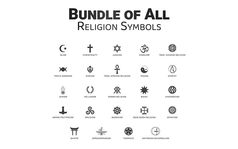 Icon set of Religion icons - Bundle Of All Religious Symbols.