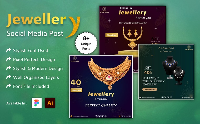 Jewellery - Social Media Post Design Template.