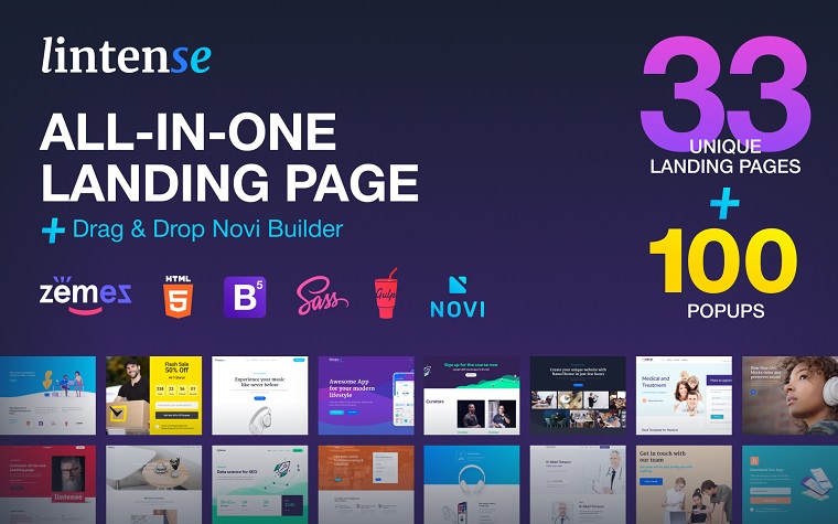 Lintense - All-in-one Landing Page Template.