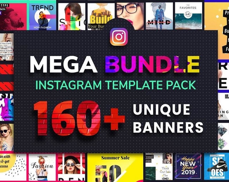Instagram Post Templates Pack. 160 Psd Files.