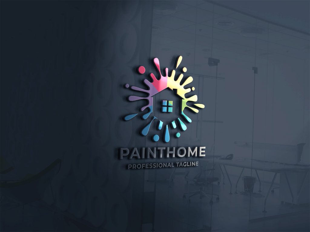Paint Home Logo Vector Template.