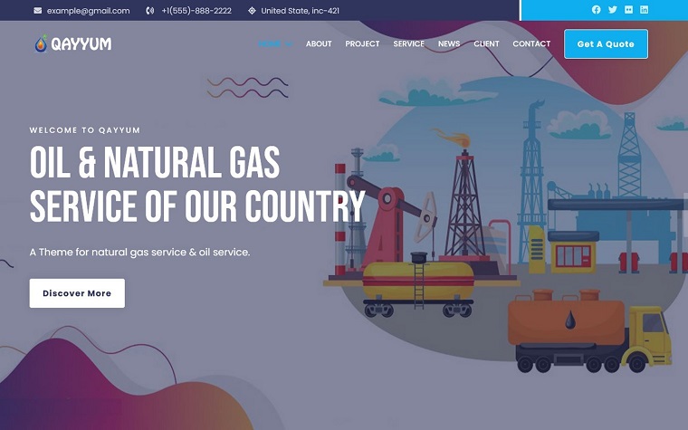 Qayyum - Oil & Gas Service Bootstrap Landing Page Theme.