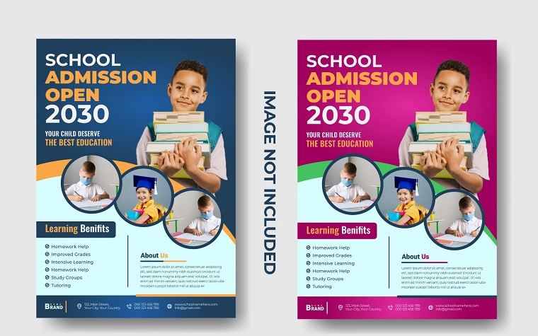 School Admission Flyer Or Poster Template. Back To School Paper Size Design.
