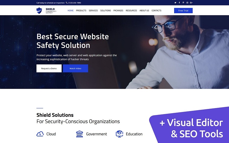 Shield - Cyber Security Moto CMS 3 Template.