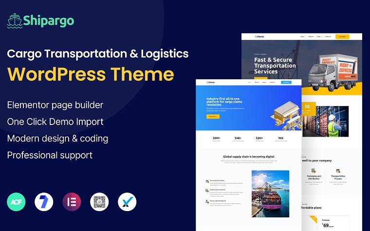 Shipargo - Transportation WordPress Theme.