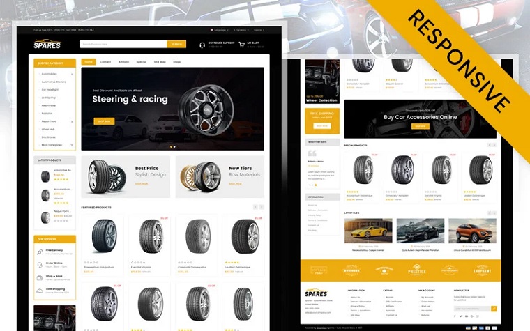 Spares - Auto Wheels Store OpenCart Template.
