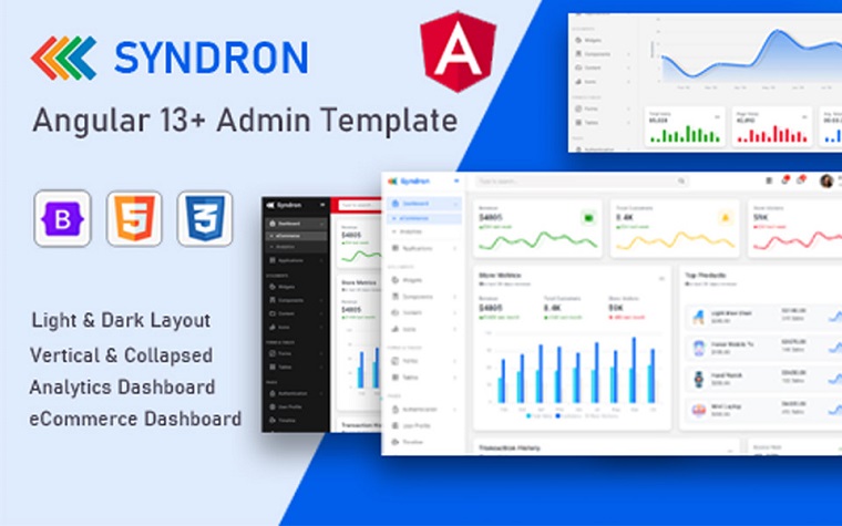Syndron - Angular 13+ Bootstrap 5 Admin Template.