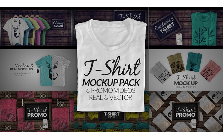 T-Shirt Mock Up Promo Pack 4K - After Effects Templates.