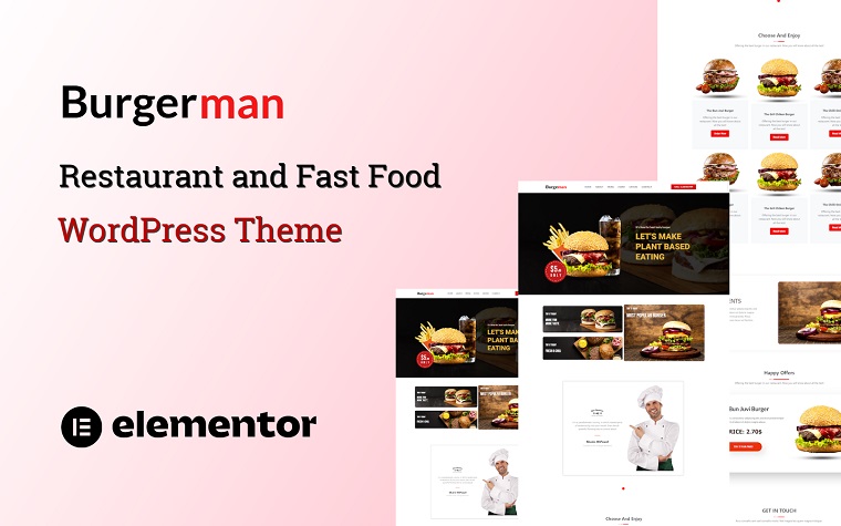 Burgerman - Fast Food Single-Page WordPress Theme.
