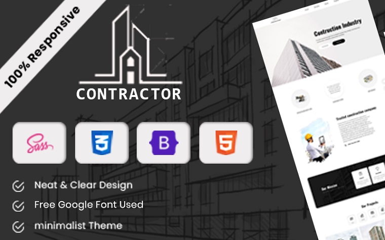 Contractor - Construction Landing Page Template.