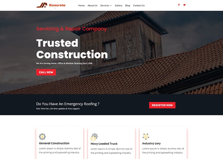 Koncrete - Construction And Roofing WordPress Themes.