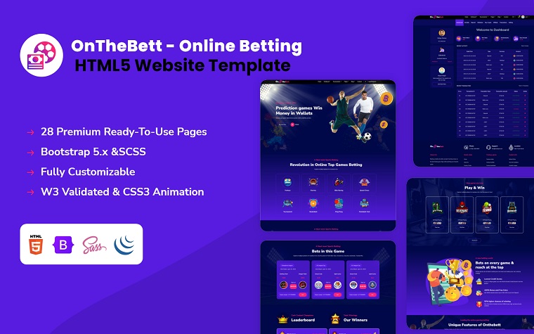OnTheBett - Online Betting HTML Template.