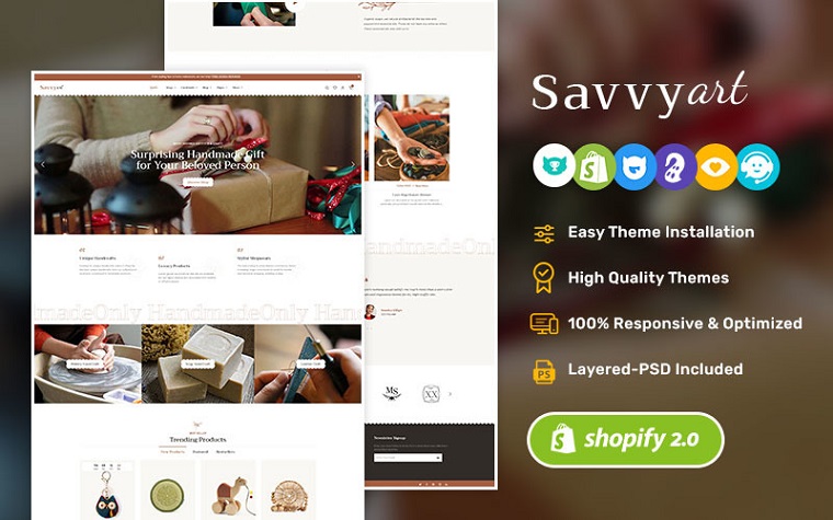 SavvyArt - Handmade & Crafting - Shopify OS2.0 Theme.