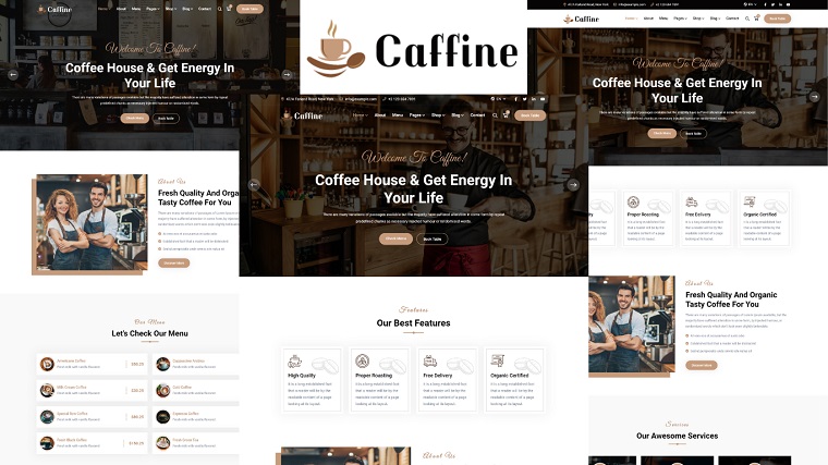 Caffeine - Amazing Coffee Shop HTML Theme.