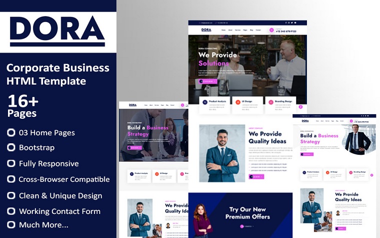 Dora - Corporate Business HTML Template For Offices.