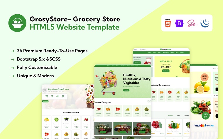 GrosyStore- Grocery Store HTML5 Website Template.