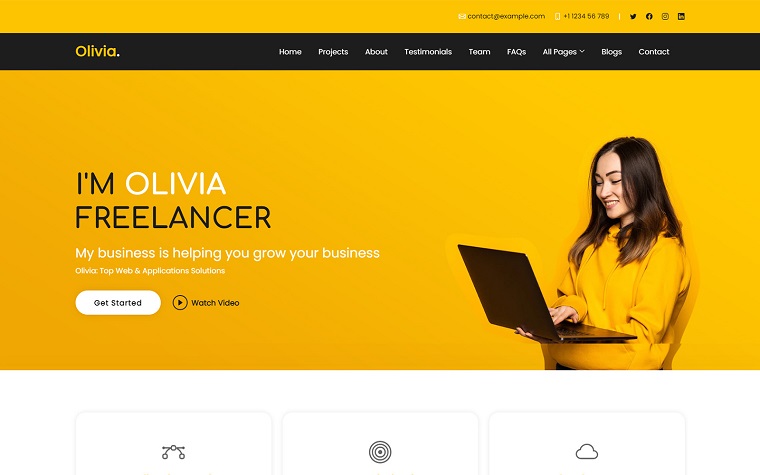 Olivia - Freelancer Online Resume HTML Template.