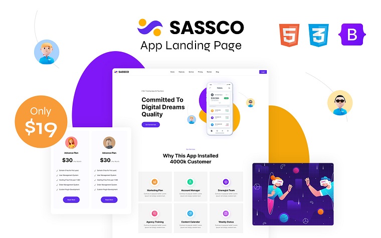 Sasco - SaaS HTML Single-Page Template.