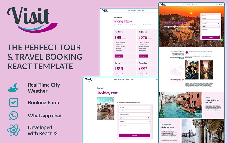 Visit: the perfect Tour & Travel Booking React Website template.