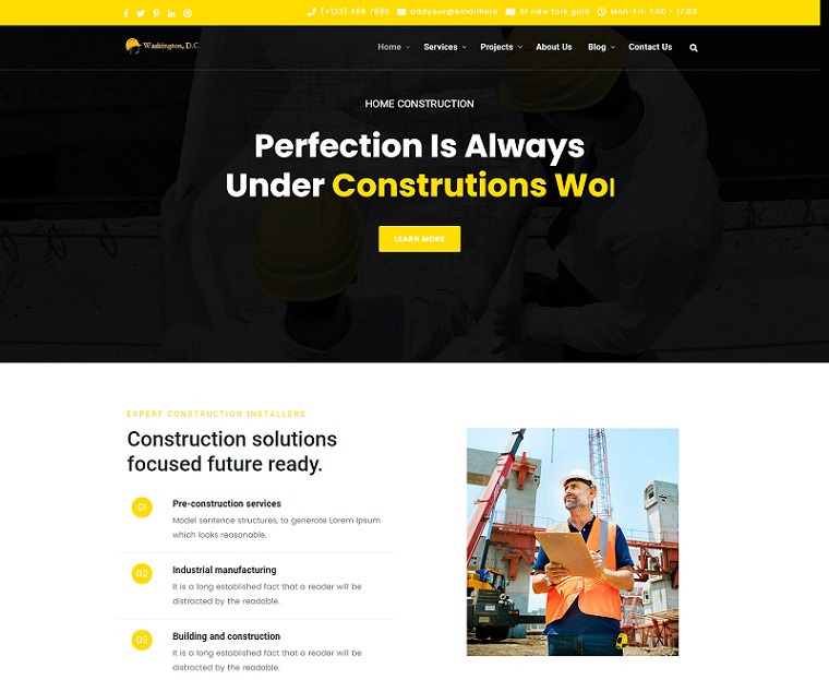Washington - Modern Construction Company HTML Theme.