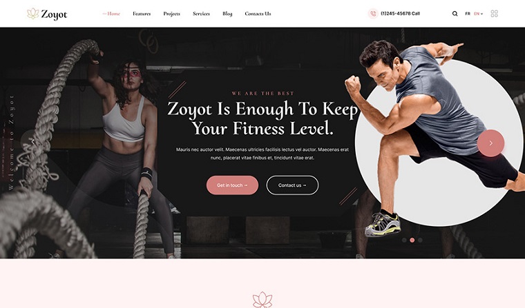 Zoyot - Fitness and Sports WordPress Theme.