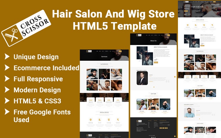 Cross Scissor - Stunning Hair Salon HTML Theme.