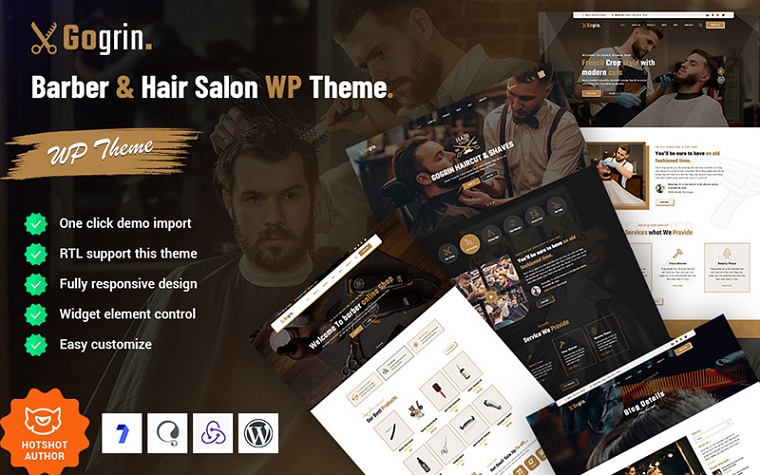 Gogrin - Barber & Hair Salon WordPress Theme.