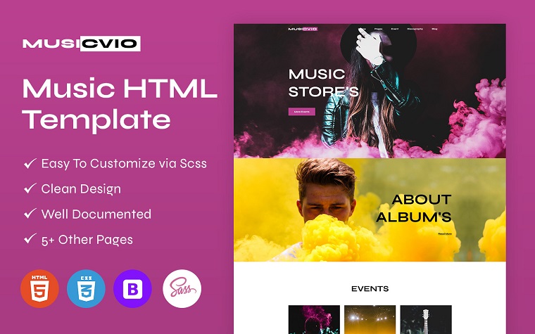 Musicvio - Stunning Music Website HTML Theme.