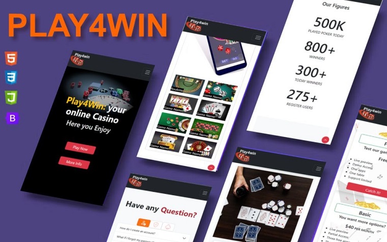 Play4Win Online Casino Landing Page Template.