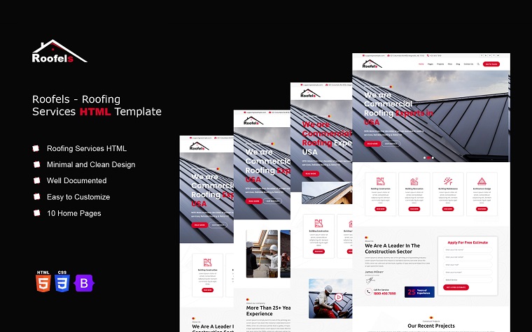 Roofels - Repair And Roofing Services HTML Template.