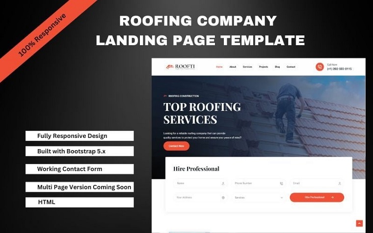 Roofti - Top-notch Roofing Company Landing Page Theme.