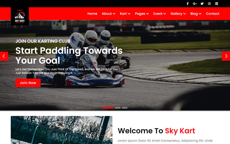 Sky Kart - Sport And Karting Club HTML5 Website Template.