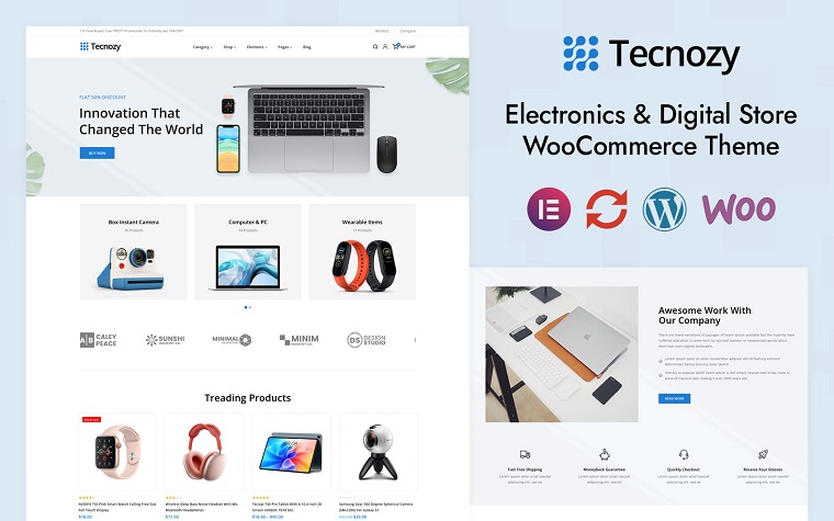 Tecnozy - Electronics Gadget Store Elementor WooCommerce Responsive Theme.